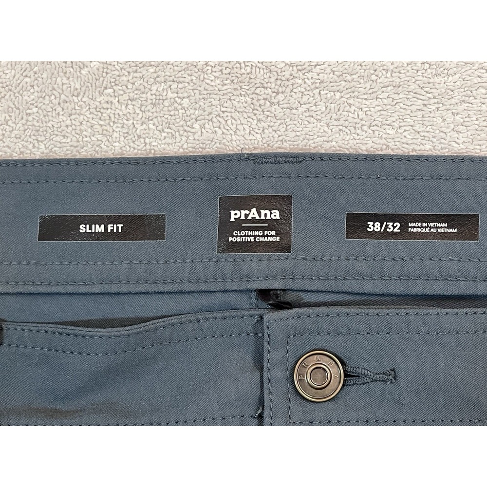 Prana Brion II Slim Fit Pant Men's 38x32 Blue Gray Hiking Stretch Chino 1965551 - Picture 4 of 8